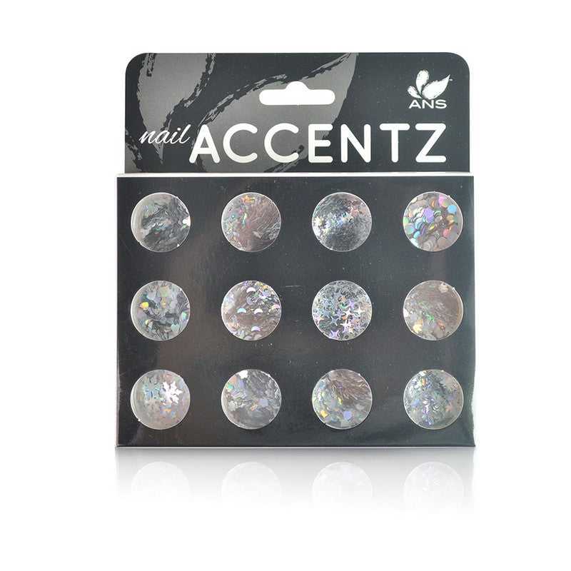 Nail Art Sequin Flakes Laser Silver - # 164 - Set of 12