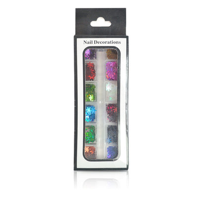 Nail Art Sequin Snowflake Mixed Color - #16 - XA - set of 12