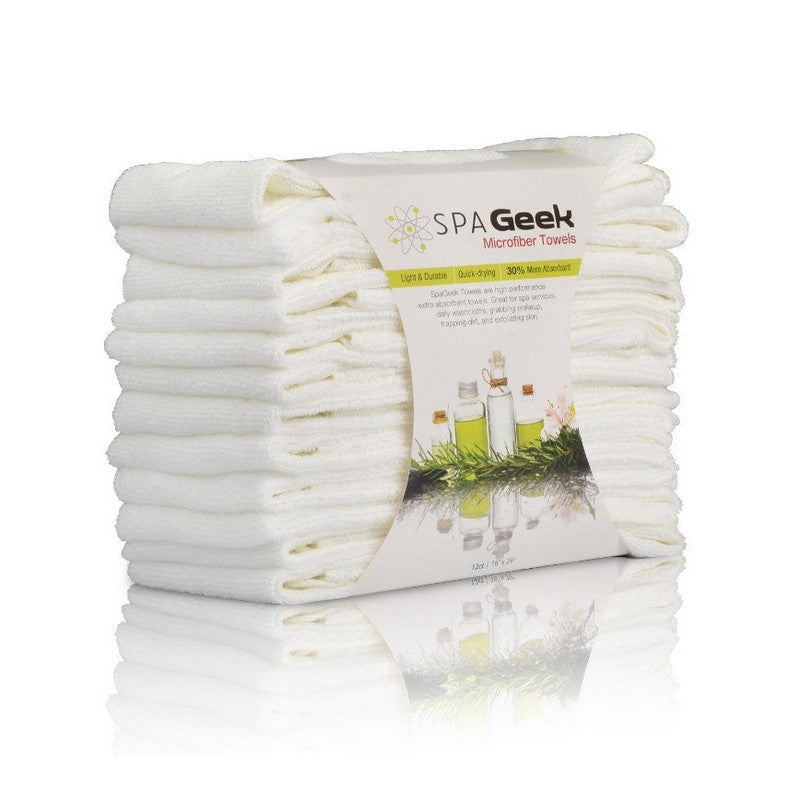SpaGeek Microfiber Towel 29 x16 - White - 12ct