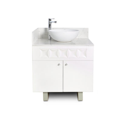 Left - Regis Single Sink with Marble Top - 30" - White