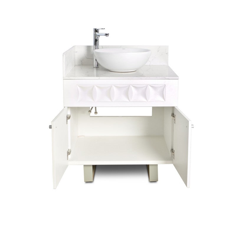Left - Regis Single Sink with Marble Top - 30" - White