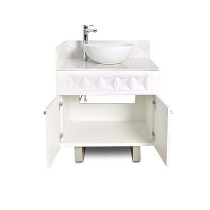 Left - Regis Single Sink with Marble Top - 30" - White