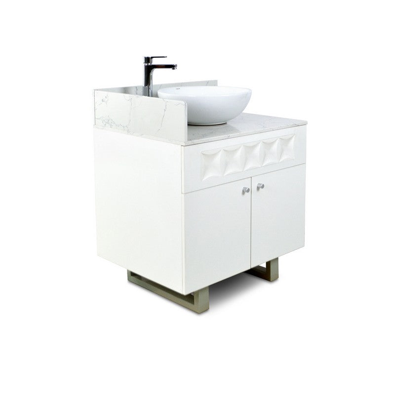 Left - Regis Single Sink with Marble Top - 30" - White