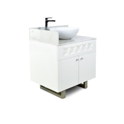 Left - Regis Single Sink with Marble Top - 30" - White