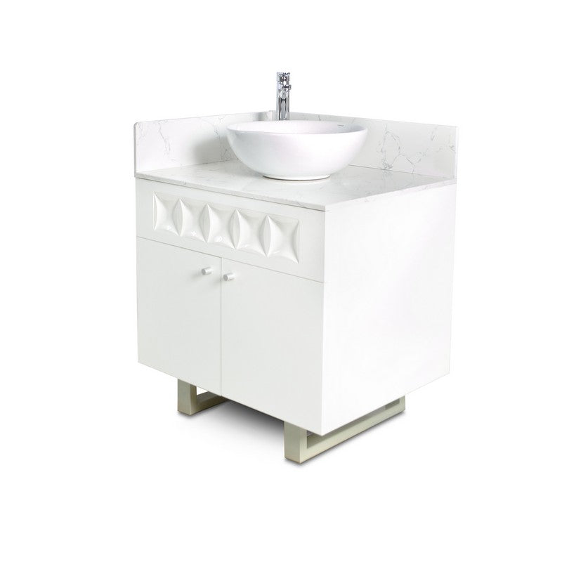 Left - Regis Single Sink with Marble Top - 30" - White