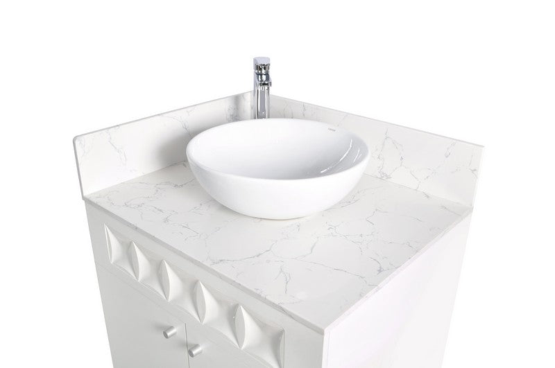 Left - Regis Single Sink with Marble Top - 30" - White