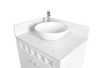 Left - Regis Single Sink with Marble Top - 30" - White