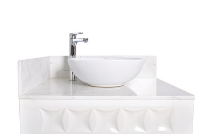 Left - Regis Single Sink with Marble Top - 30" - White