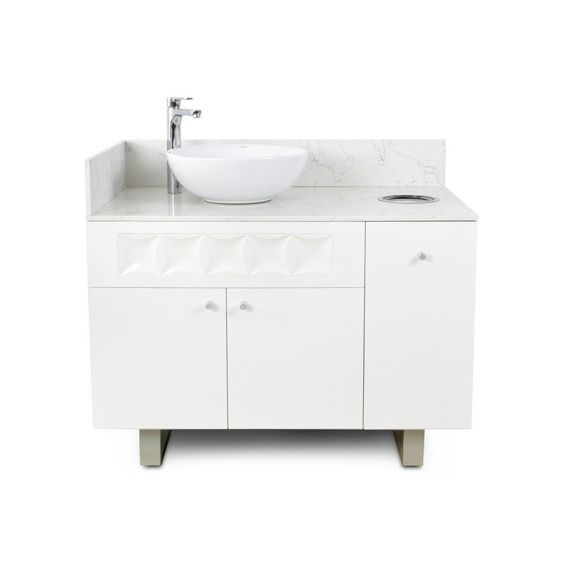 Left - Regis Single Sink with Marble Top - 42" - White