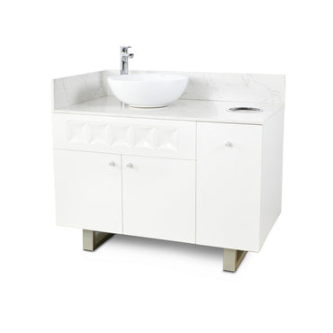 Left - Regis Single Sink with Marble Top - 42" - White