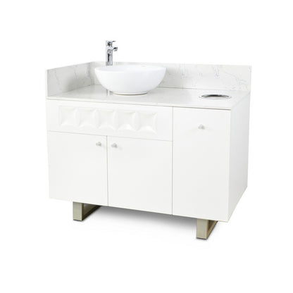 Left - Regis Single Sink with Marble Top - 42" - White