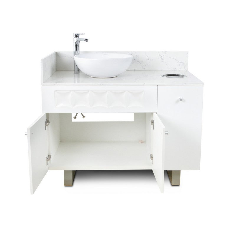 Left - Regis Single Sink with Marble Top - 42" - White