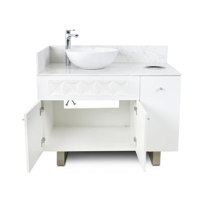 Left - Regis Single Sink with Marble Top - 42" - White