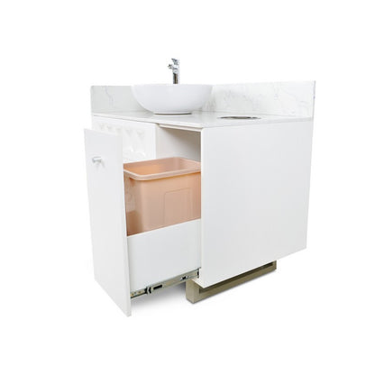 Left - Regis Single Sink with Marble Top - 42" - White