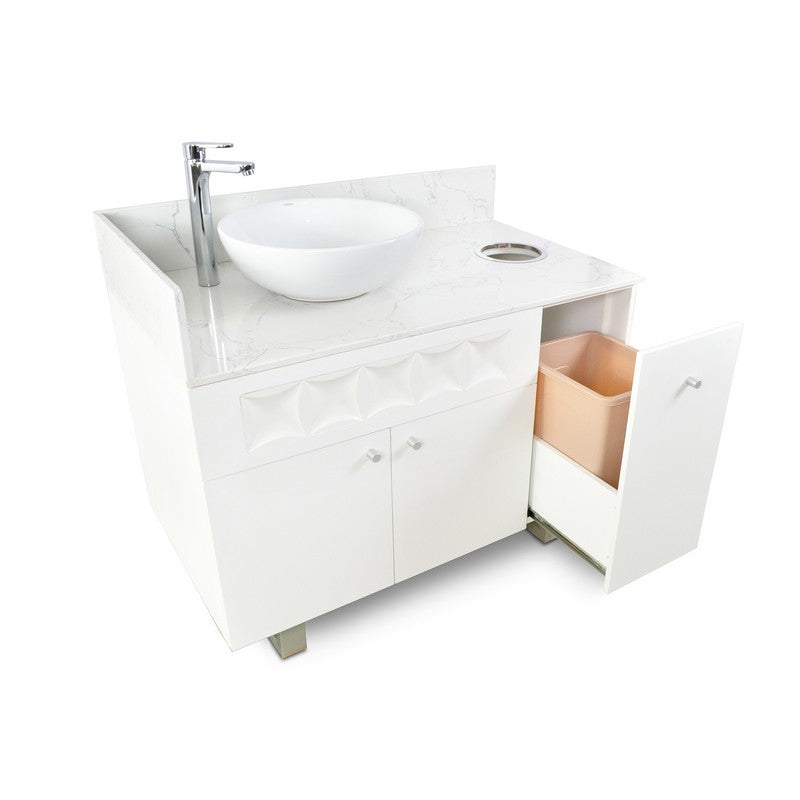 Left - Regis Single Sink with Marble Top - 42" - White