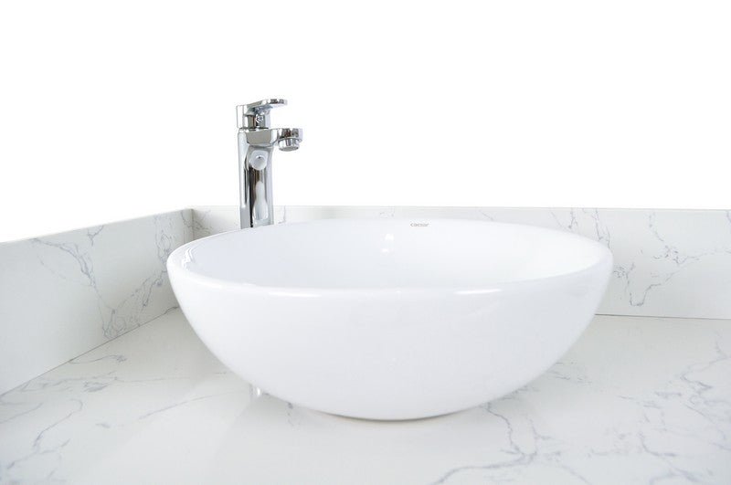 Left - Regis Single Sink with Marble Top - 42" - White