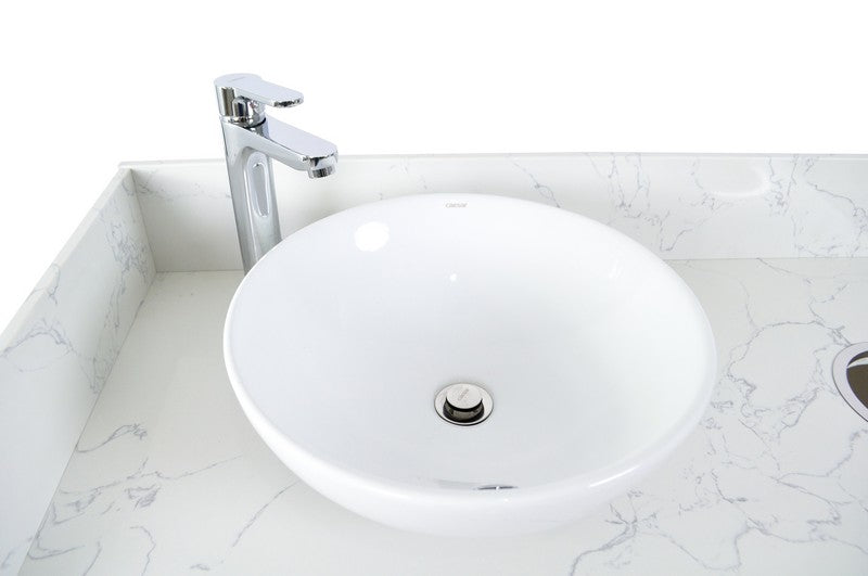 Left - Regis Single Sink with Marble Top - 42" - White