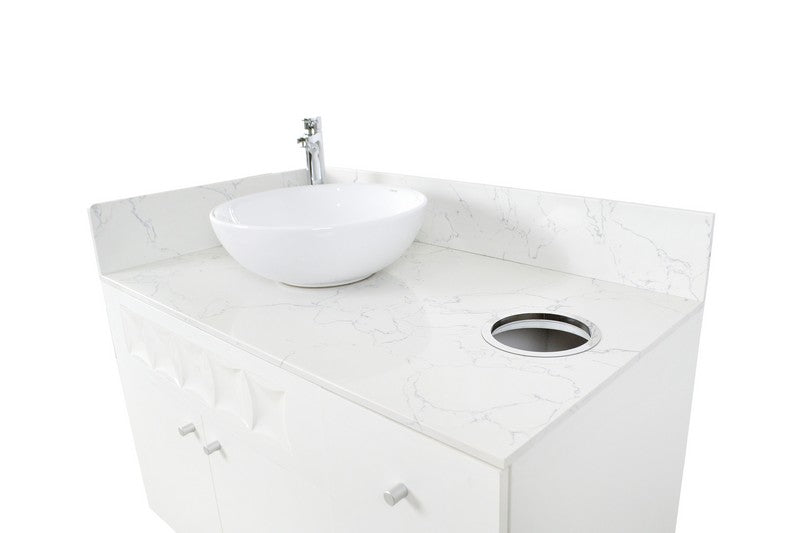 Left - Regis Single Sink with Marble Top - 42" - White