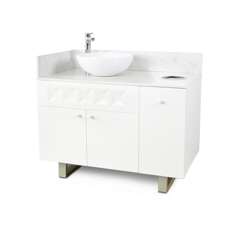 Left - Regis Single Sink with Marble Top - 42" - White