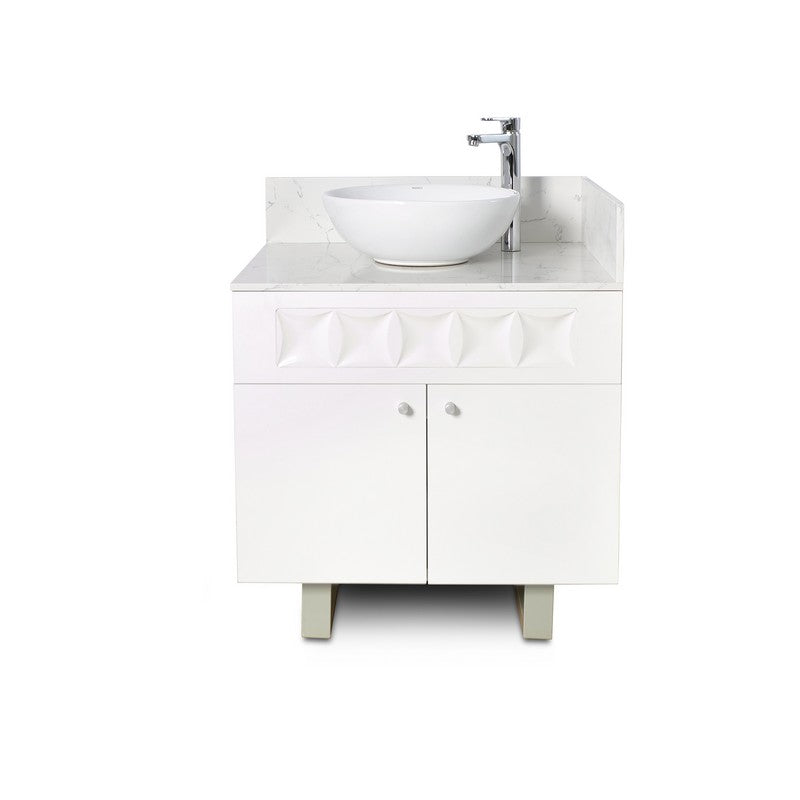 Right - Regis Single Sink with Marble Top - 30" - White