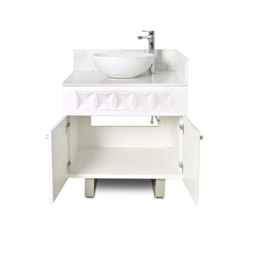 Right - Regis Single Sink with Marble Top - 30" - White