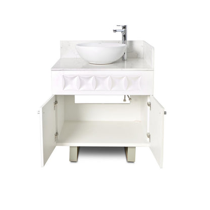 Right - Regis Single Sink with Marble Top - 30" - White