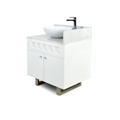 Right - Regis Single Sink with Marble Top - 30" - White