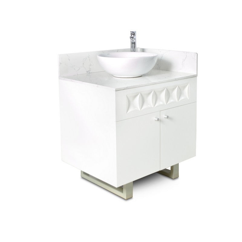 Right - Regis Single Sink with Marble Top - 30" - White