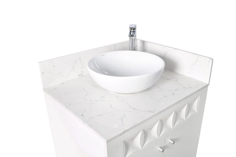 Right - Regis Single Sink with Marble Top - 30" - White