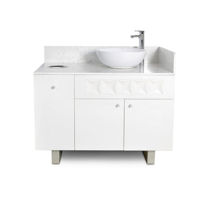 Right - Regis Single Sink with Marble Top - 42" - White