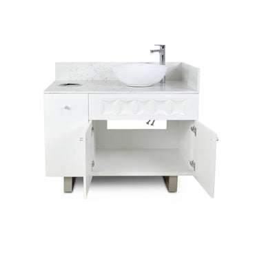 Right - Regis Single Sink with Marble Top - 42" - White