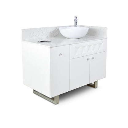 Right - Regis Single Sink with Marble Top - 42" - White
