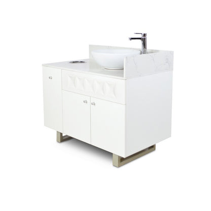 Right - Regis Single Sink with Marble Top - 42" - White