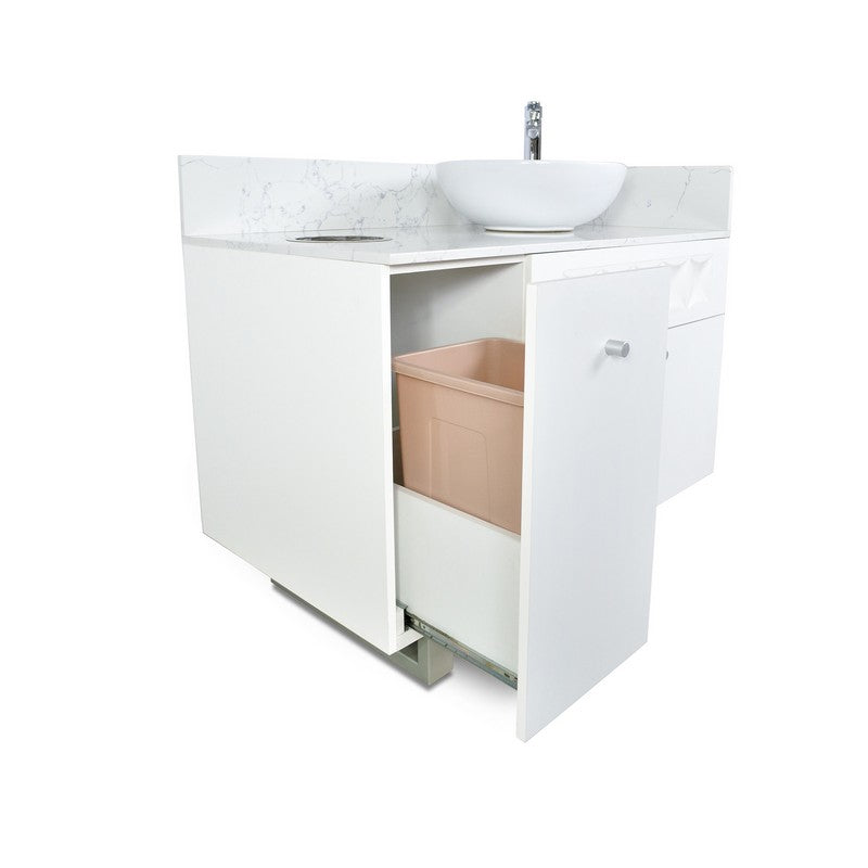 Right - Regis Single Sink with Marble Top - 42" - White