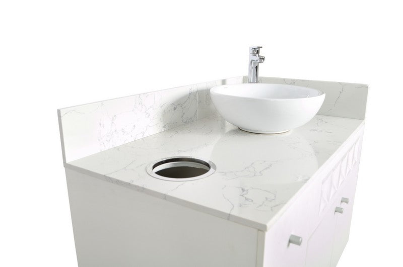 Right - Regis Single Sink with Marble Top - 42" - White