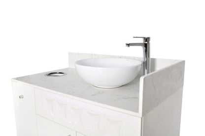 Right - Regis Single Sink with Marble Top - 42" - White