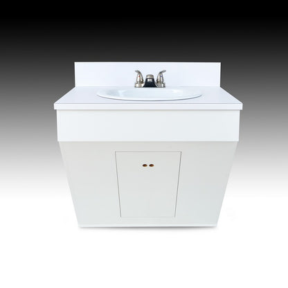 Single Wall Mount Sink w/ Porcelain Vessel - White