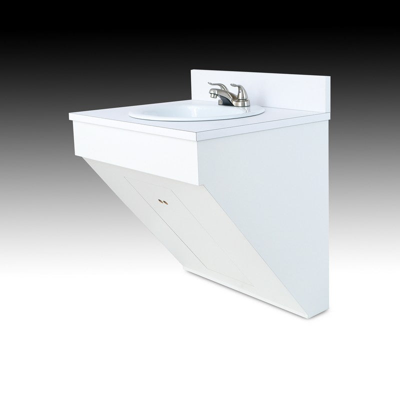 Single Wall Mount Sink w/ Porcelain Vessel - White