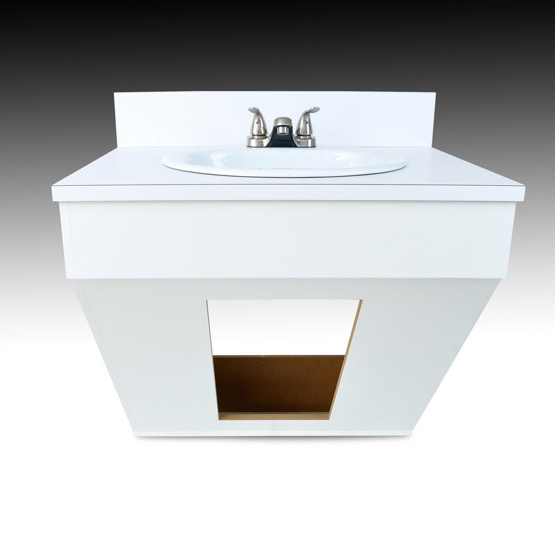 Single Wall Mount Sink w/ Porcelain Vessel - White