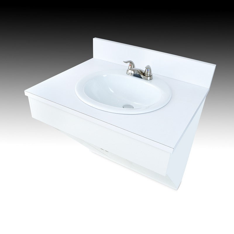 Single Wall Mount Sink w/ Porcelain Vessel - White