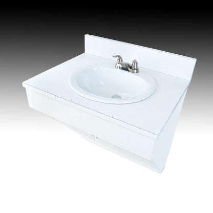 Single Wall Mount Sink w/ Porcelain Vessel - White