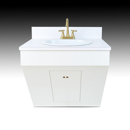 Single Wall Mount Sink w/ Porcelain Vessel - White