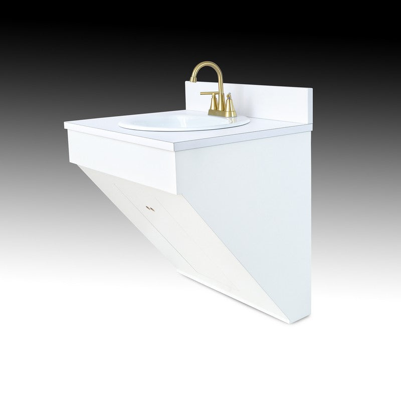 Single Wall Mount Sink w/ Porcelain Vessel - White