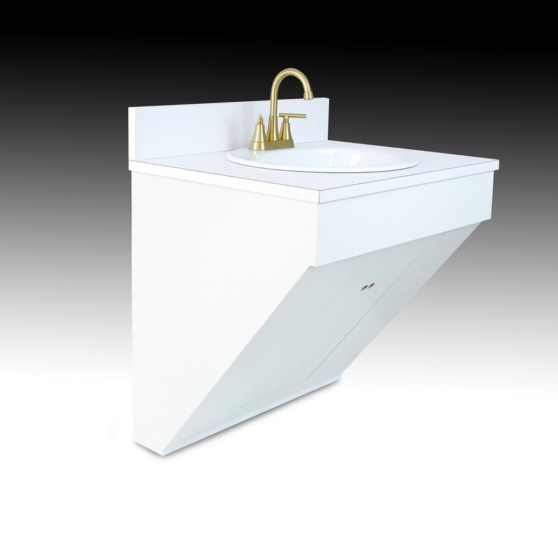 Single Wall Mount Sink w/ Porcelain Vessel - White