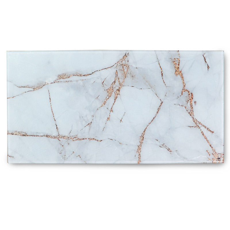 Ion White Marble w/Gold Vein Glass Top Table (16.75x32.5)