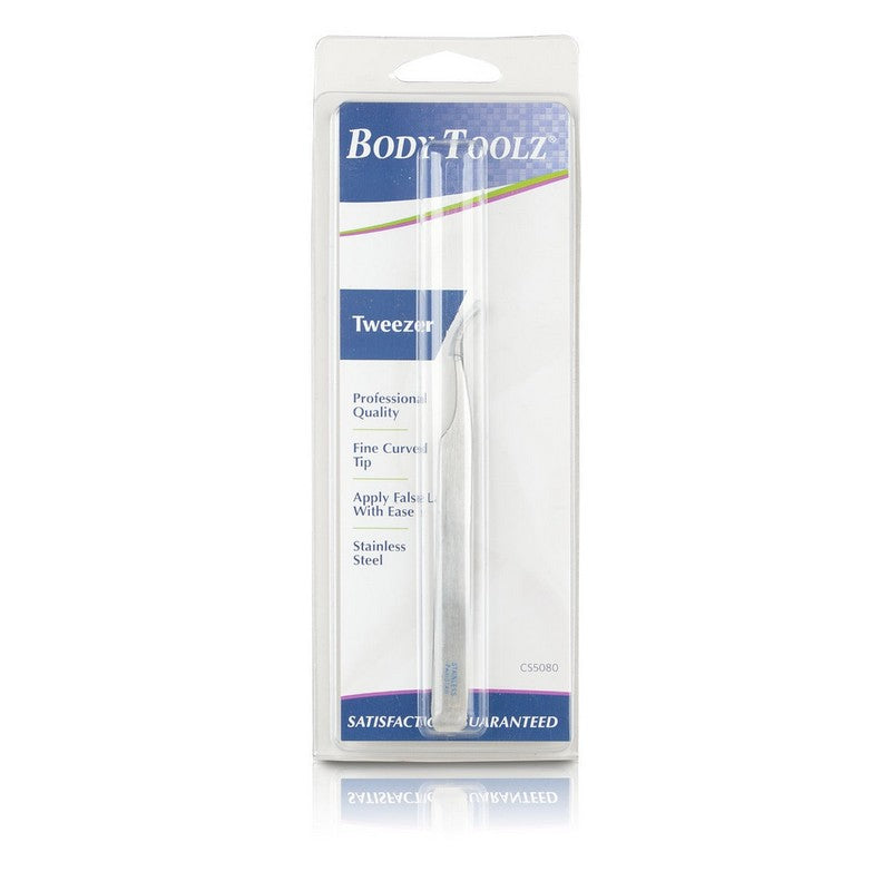 Body Toolz Fine Pointed Curved Tip Tweezer 4.5"